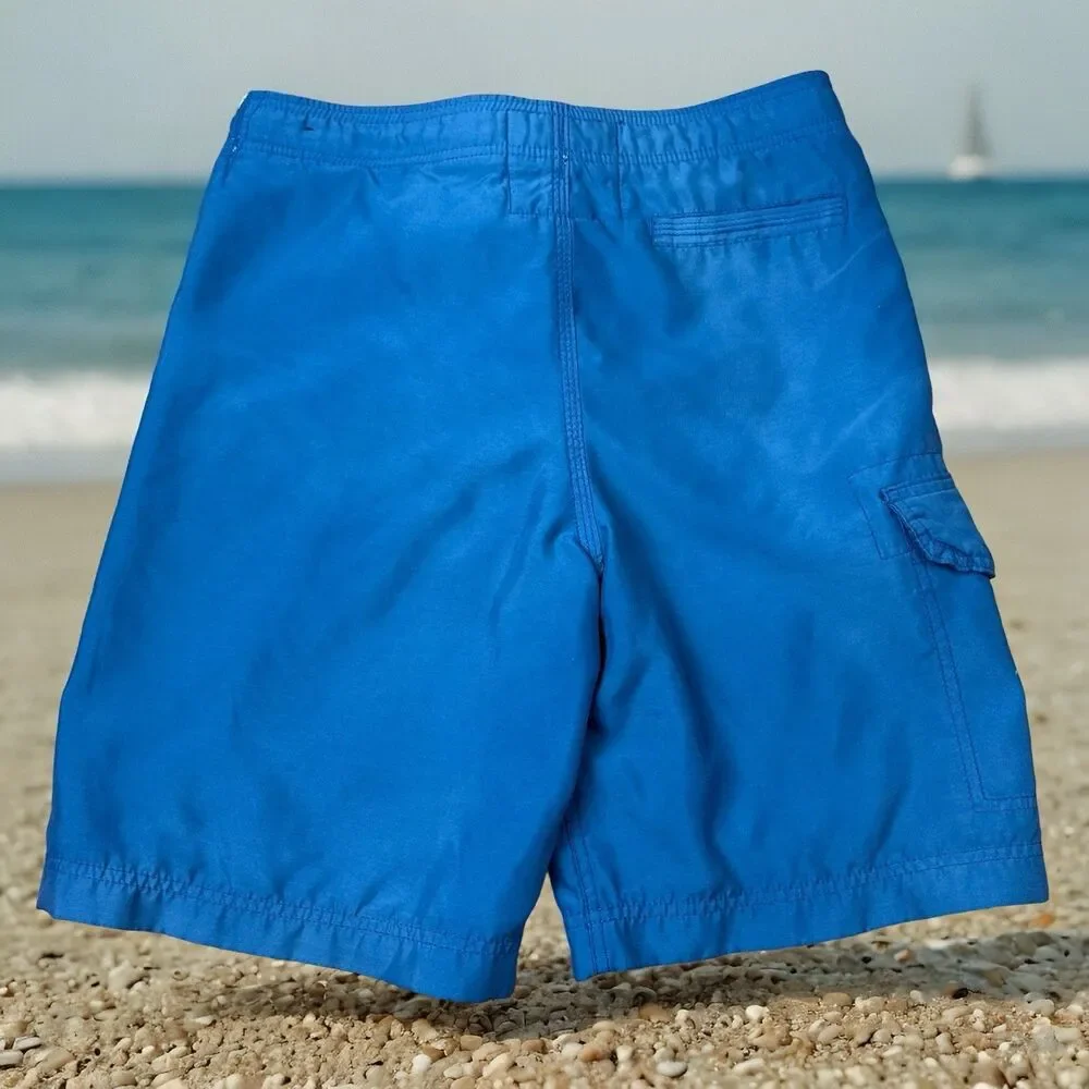 Abercrombie & Fitch Men's Blue Logo Board Shorts Y2K Swim Trunks Size 29